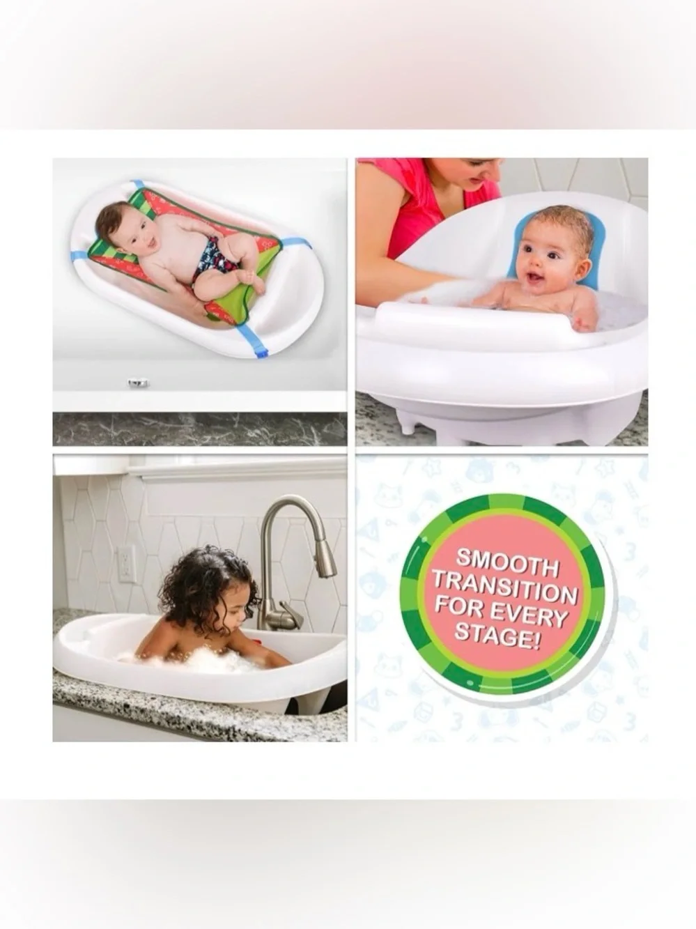 CoComelon 0-24 Month 3-in-1 Baby Bathtub W/Removable Sling, Drain and Storage